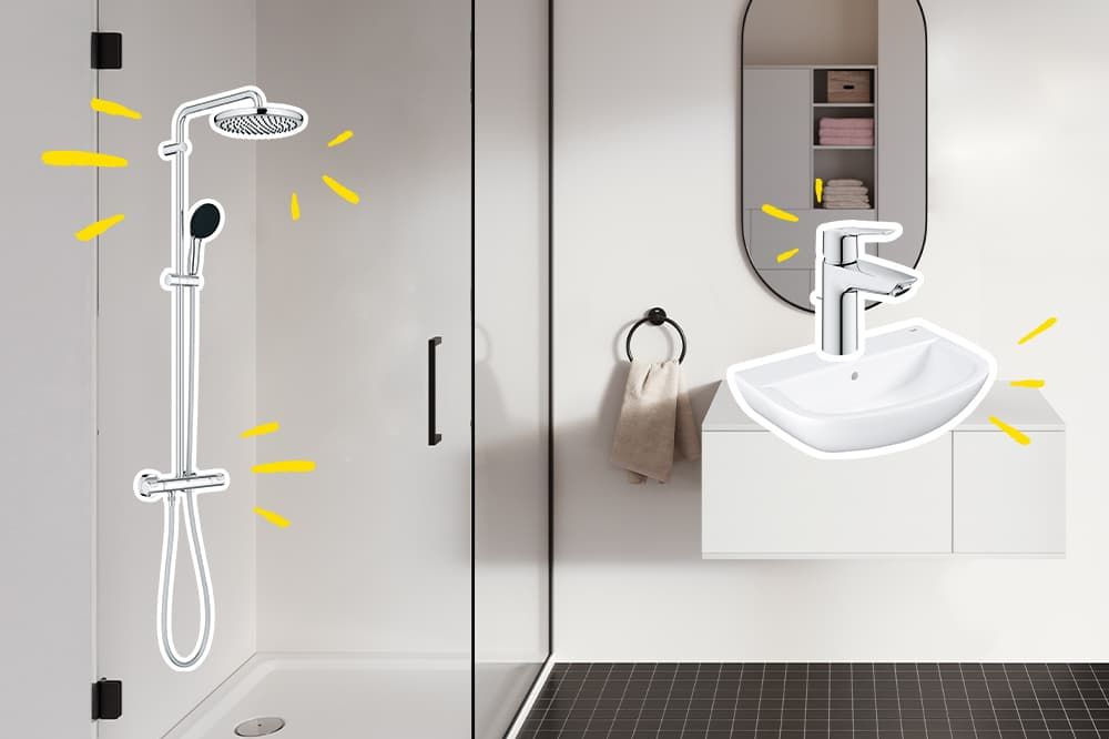 Moderne Dusche und Waschbecken